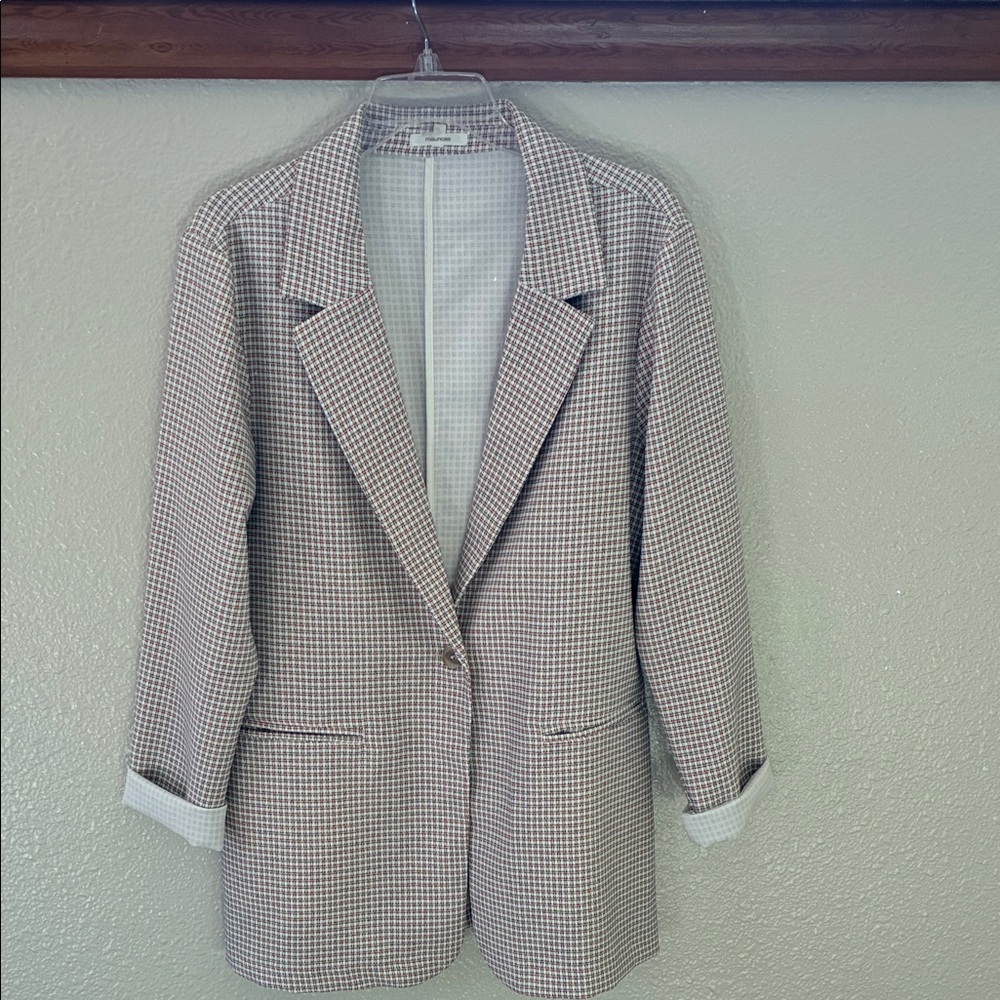 Maurices Beige and White Checked Blazer